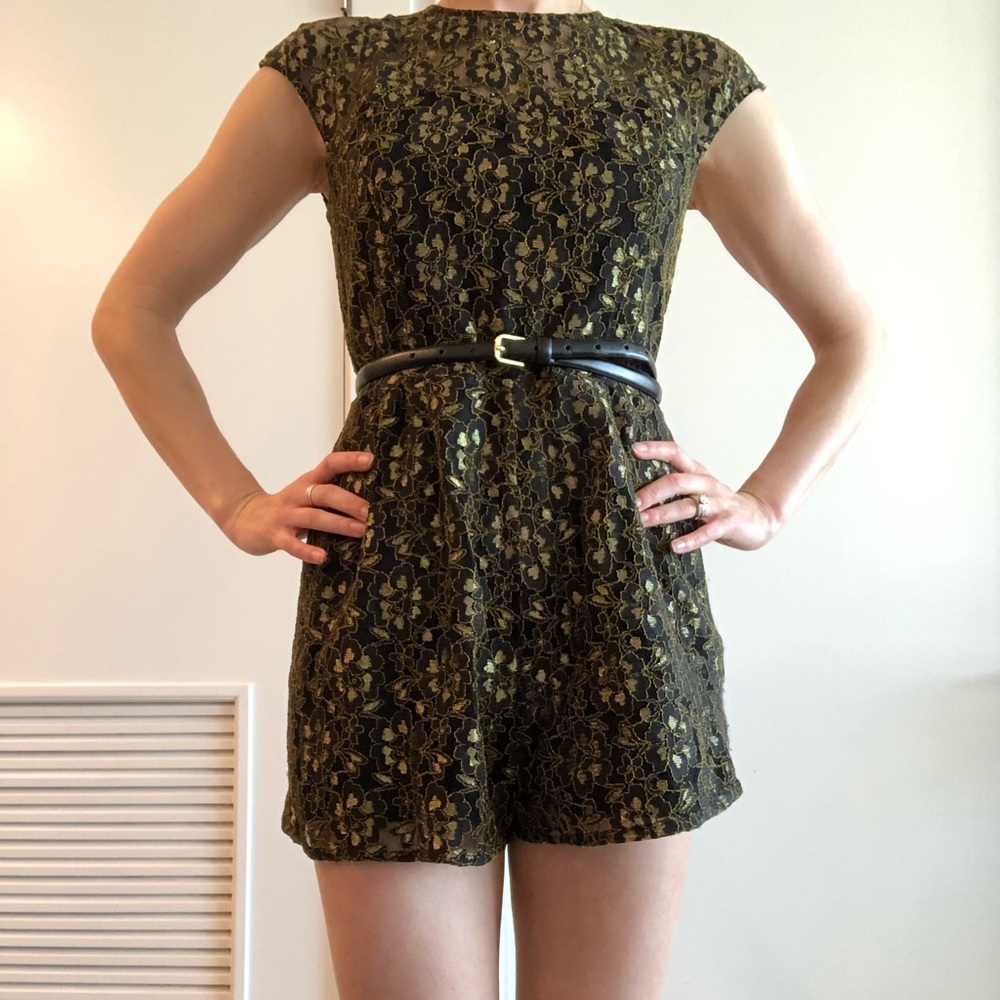 Lace romper with metallic detail from Topshop